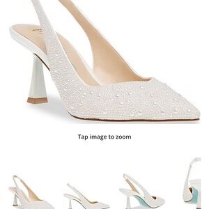 Betsey Johnson White Embellished Slingback Heels